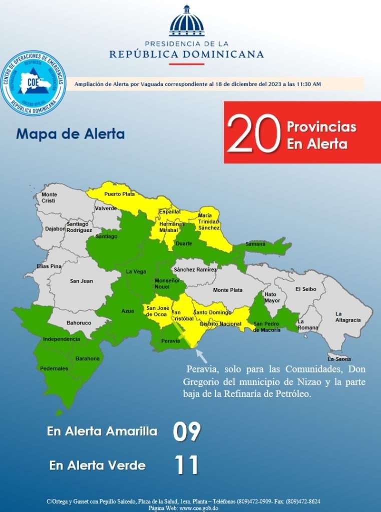 El COE coloca 20 provincias en alerta por fuertes lluvias este lunes