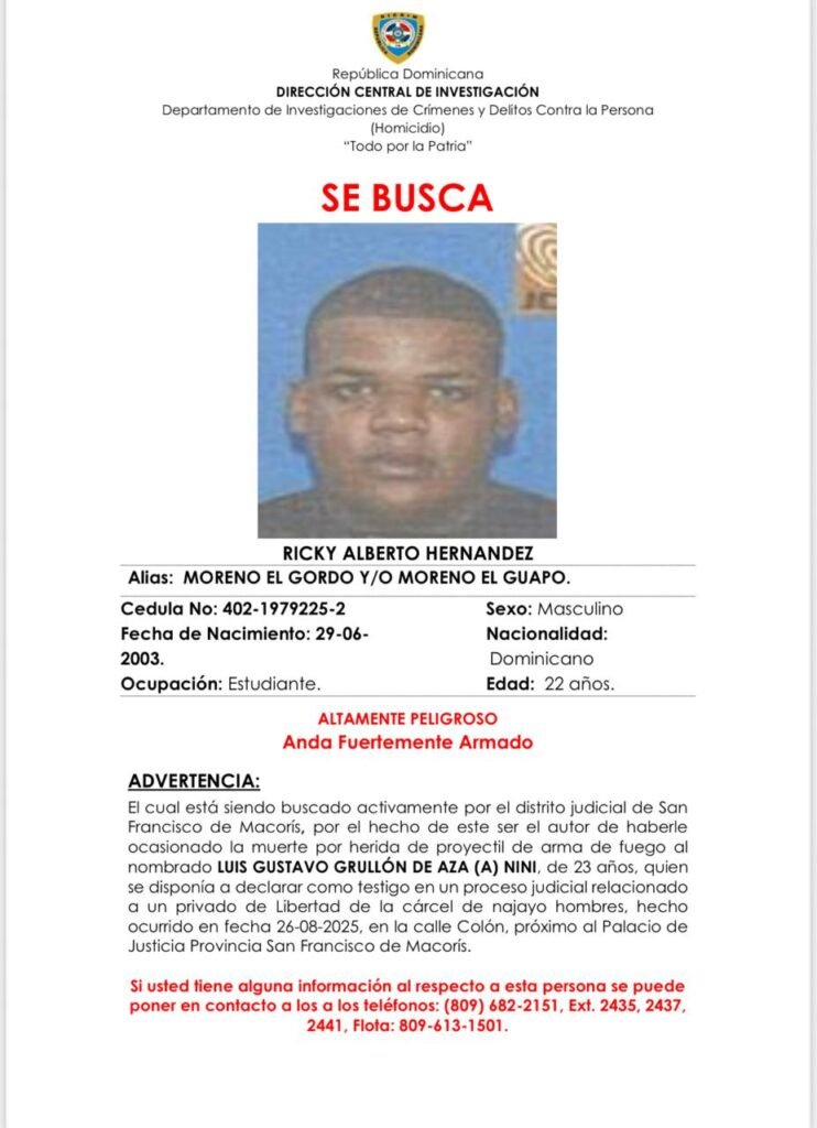 Policía activa búsqueda del «Moreno el Guapo» quien asesinó a un testigo judicial