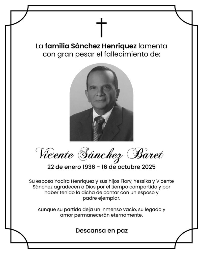 Presidente Abinader declara el 18 de octubre día de duelo oficial por fallecimiento de Vicente Sánchez Baret
