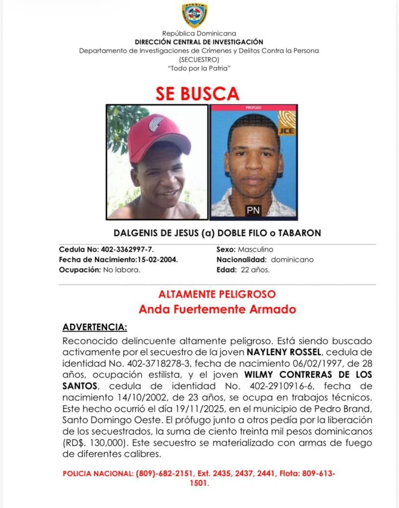 Policía Nacional activa búsqueda de “Dalgeni”, prófugo implicado en homicidio en Pedro Brand